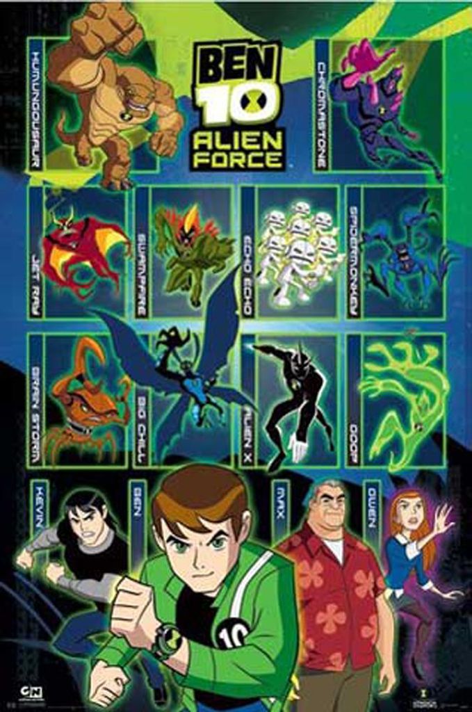 Ben 10 - Alien Force - Poster - Characters + 1 Packung tesa Powerstrips - Inhalt 20 Stück