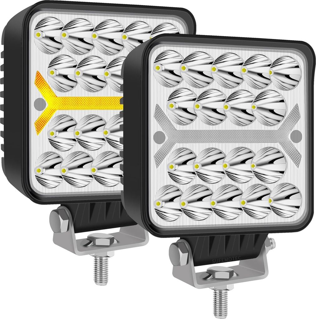 SUFEMOTEC LED-Arbeitsscheinwerfer mit gelbem Licht 11,5 cm 12 V 2 Stk.