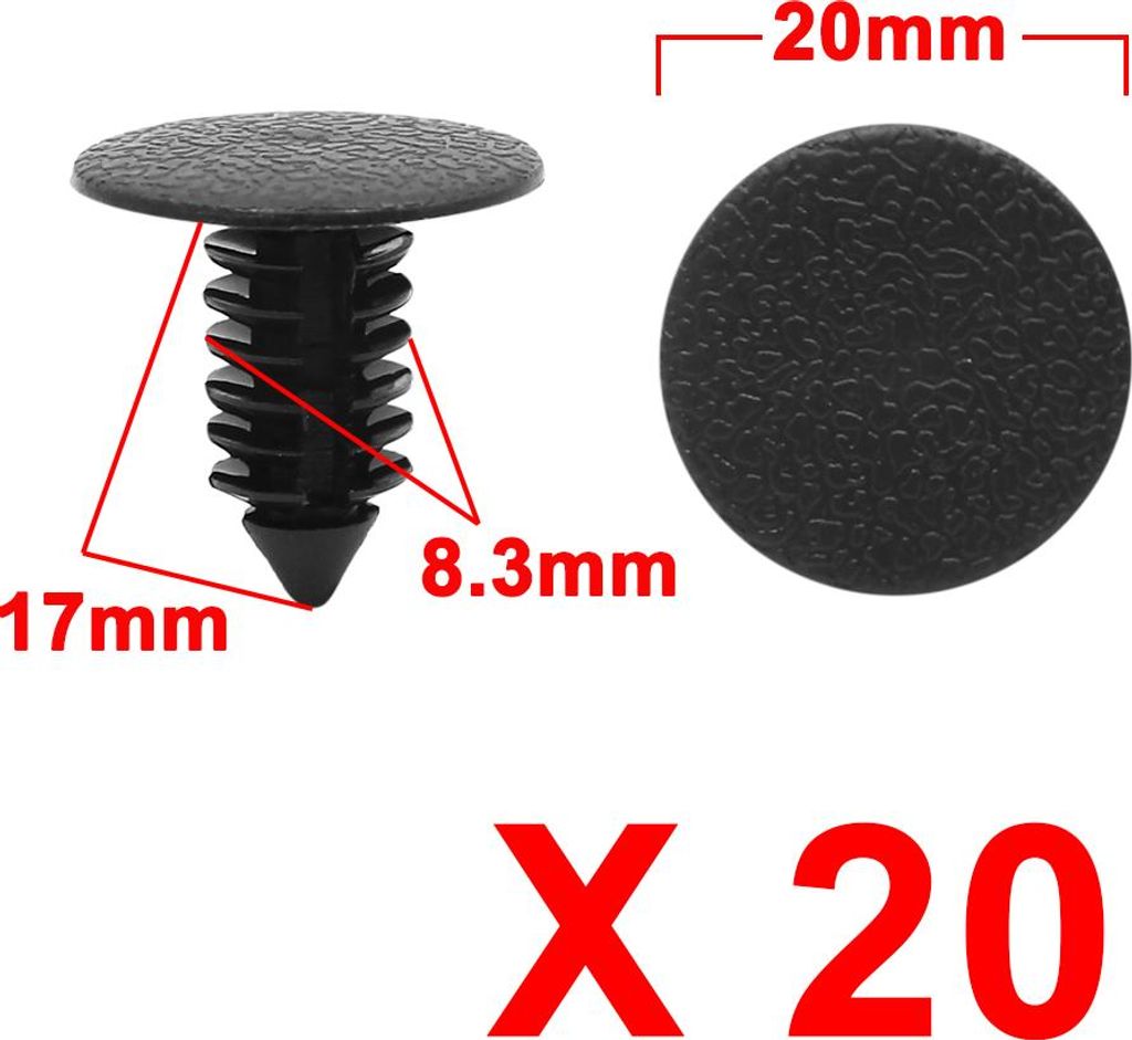 20pcs Schwarz Plastik 8.3mm Auto Drücken Clip Panel Nieten Stoßfänger Verschluss DE de