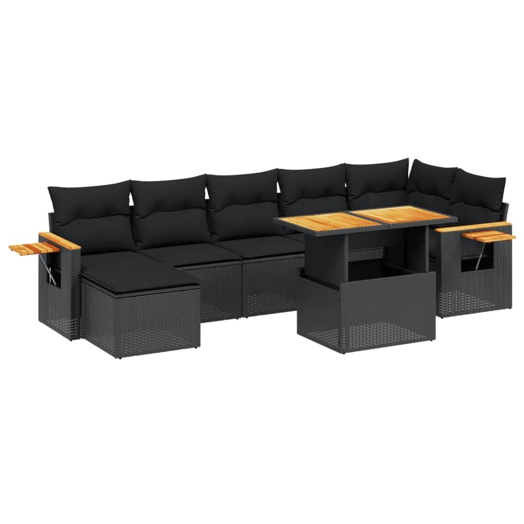 "SALE 2026" 8-tlg. Garten-Lounge-Set - elegantes Design - Sitzgruppe/Gartengarnitur - mit Kissen Schwarz Poly Rattan - Terassenmöbel DEMöbel907897