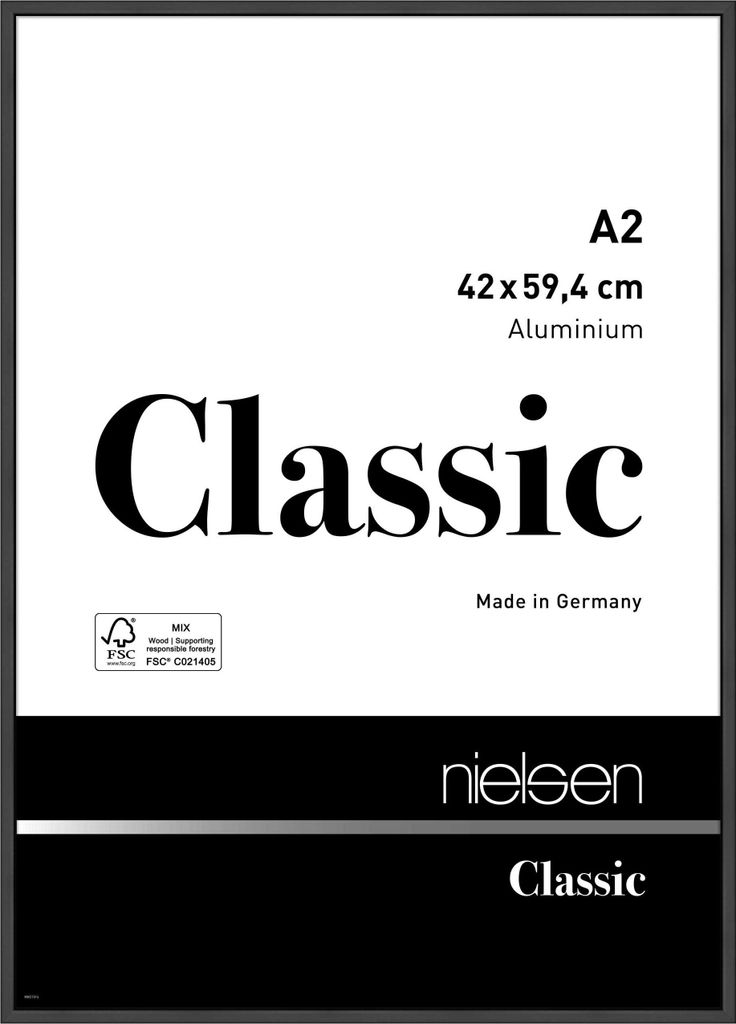 nielsen Aluminium Bilderrahmen Classic, 42x59,4 cm (A2), Schwarz Matt