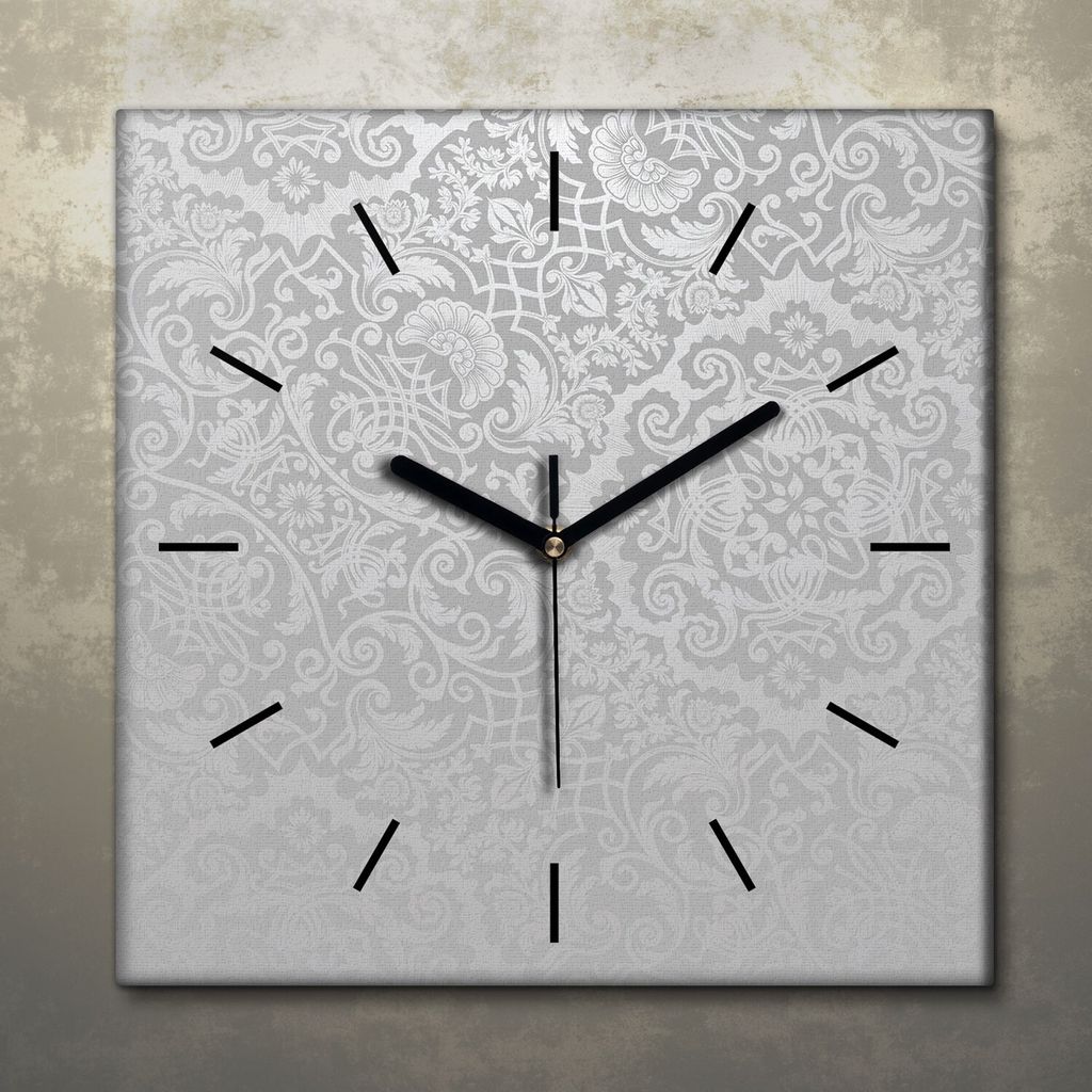 Wohnzimmer Leinwand Uhr Geräuschlos Küche 30x30 Ornamente, Abstrakt, Textur, schwarze Zeiger