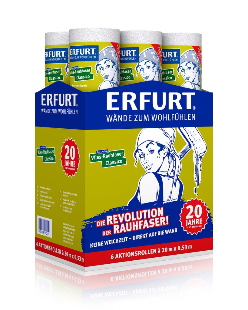 20 Jahre ERFURT Vlies-Rauhfasertapete CLASSICO 6 Aktionsrollen 20 m x 0,53 m Vliestapete Tapete Rauhfaser