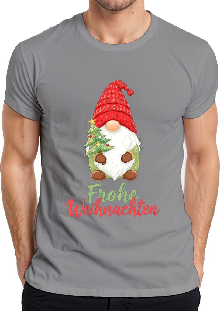 Frohe Weihnachten Wichtel Weihnachtsgnom Weihnachtsbaum Niedlich Herren T-Shirt, Grau, XXL