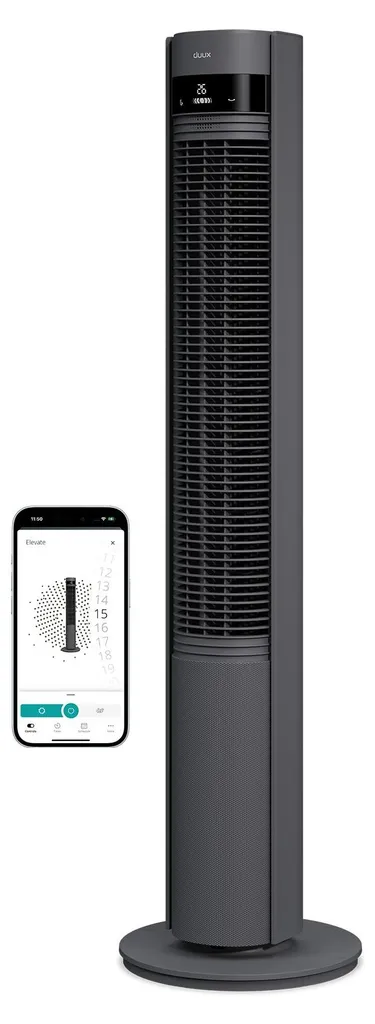 Duux Elevate Smart Ventilateur Colonne Silencieux Gris avec Ioniseur