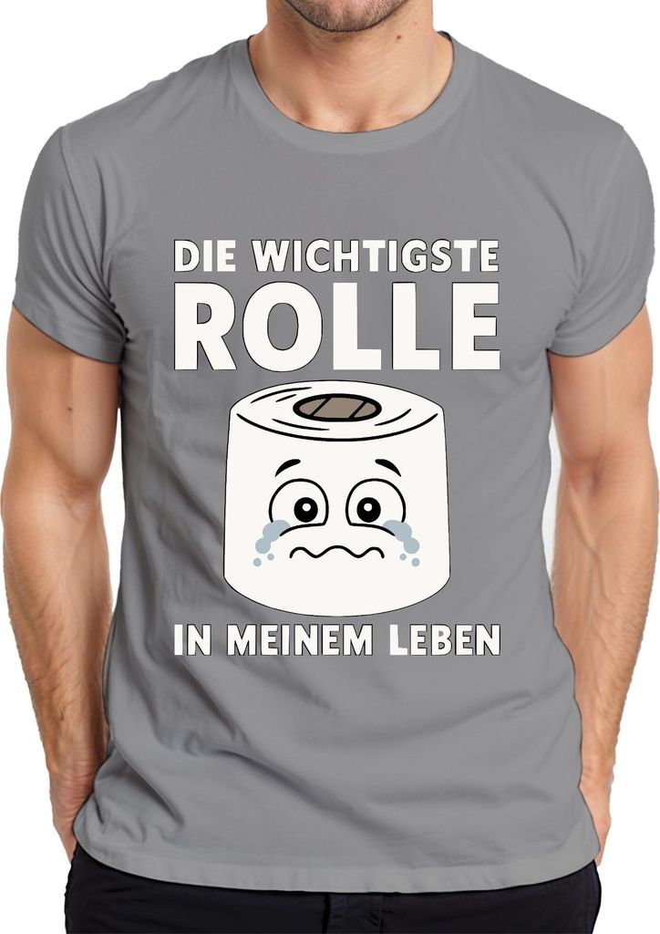 Die wichtigste Rolle in meinem Leben Klopapier lustig Geschenk Herren T-Shirt, Grau, L