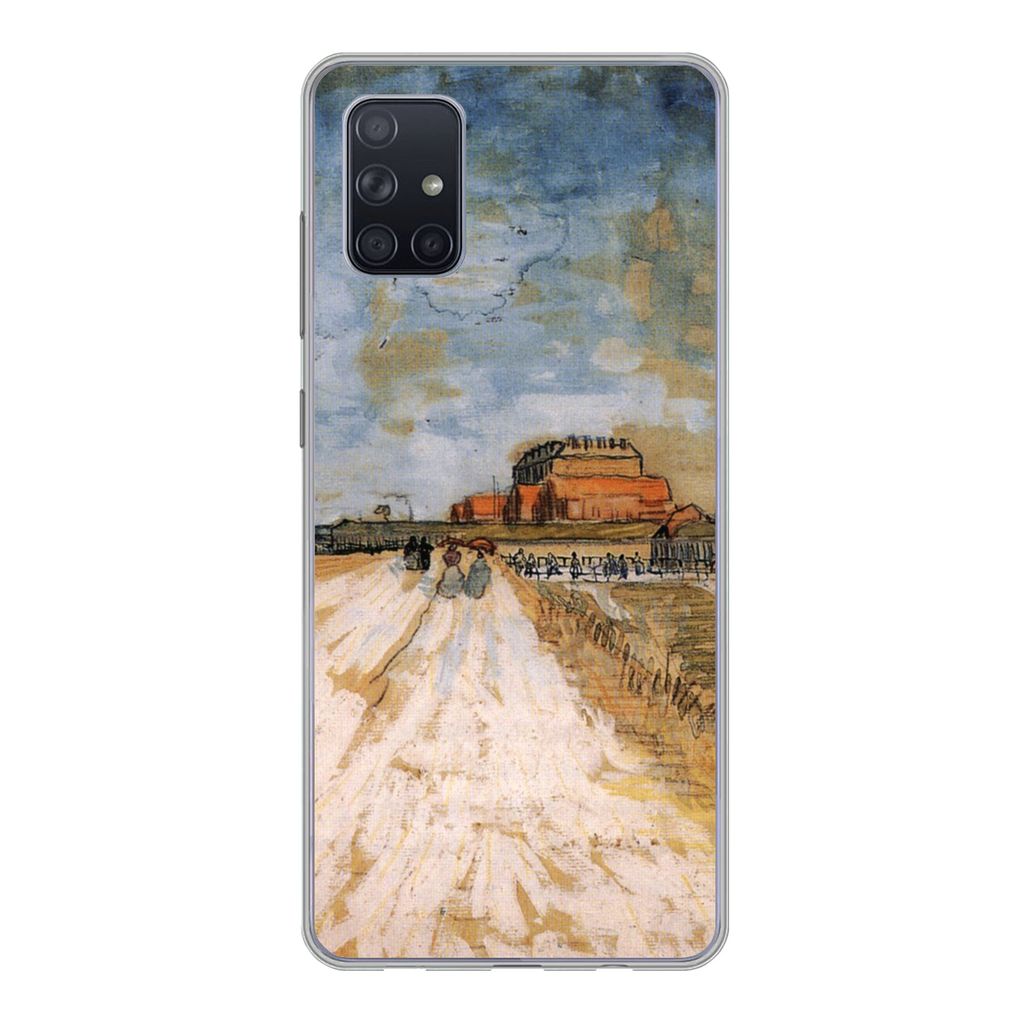 MuchoWow Handyhülle Schutzhülle Hülle für Samsung Galaxy A71 Straße entlang der Stadtmauern von Paris - Vincent van Gogh Silikon Softcase Ha...