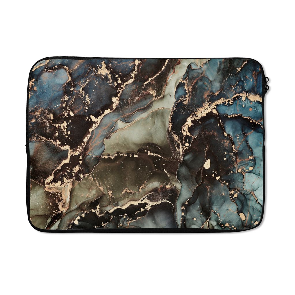 MuchoWow Laptop Hülle 13 Zoll Marmor - Gold - Grün Laptoptasche - Laptophülle - Sleeve - Rundumschutz