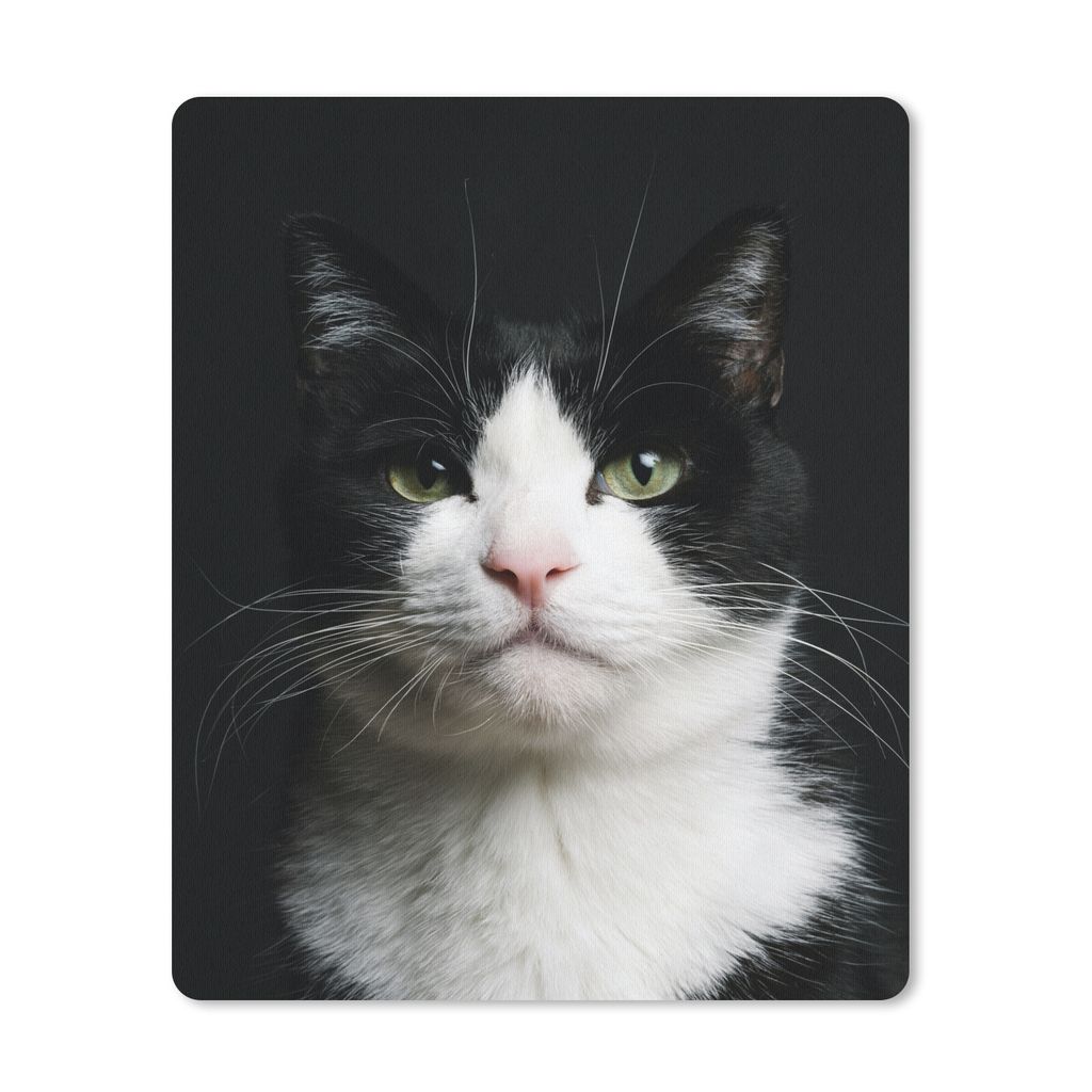 MuchoWow Mauspad Mousepad Katze - Schwarz - Weiß 30x40 cm - Mousepads - Maus Mat - Pad - Mausunterlage - Mausmatten