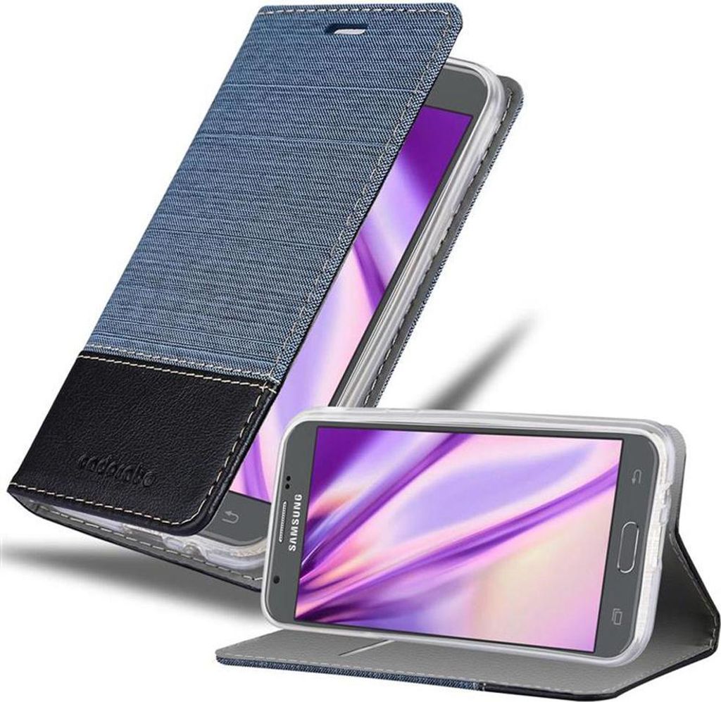 Cadorabo Hülle für Samsung Galaxy J3 2017 Schutzhülle in Blau Handy Hülle Etui Book Case Cover