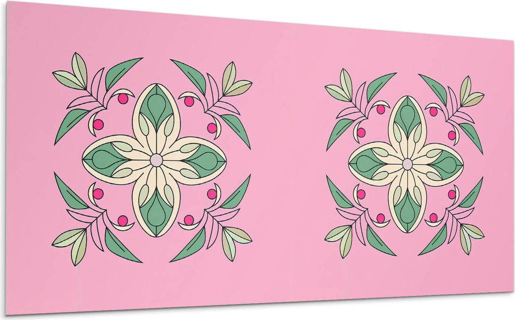 Blumenmuster Mit Blättern – Selbstklebende Fliesen – Wandverkleidung – Wandpaneel – PVC Fliesen – Vinylflisen – PCV Flisen – Selbstk...