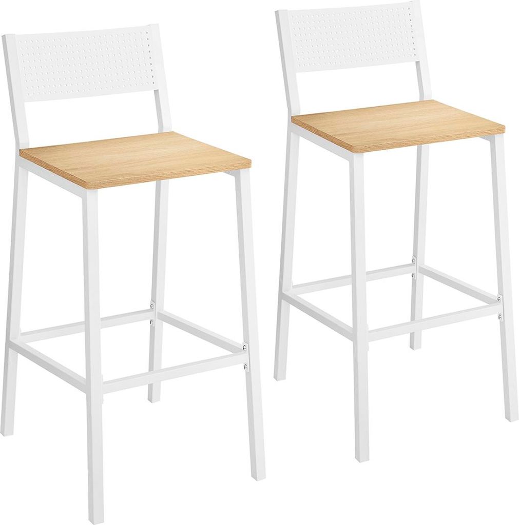 Barhocker im Industriedesign, 2er-Set, beige-weiß