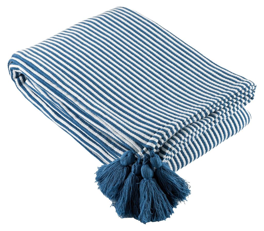 Gestreifte Plaid mit Pompons