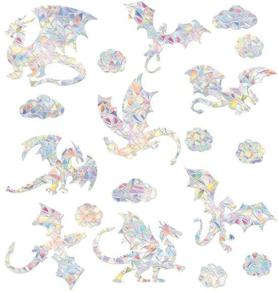 Stickers de fenêtre phosphorescents nuages et cerfs-volants brillants