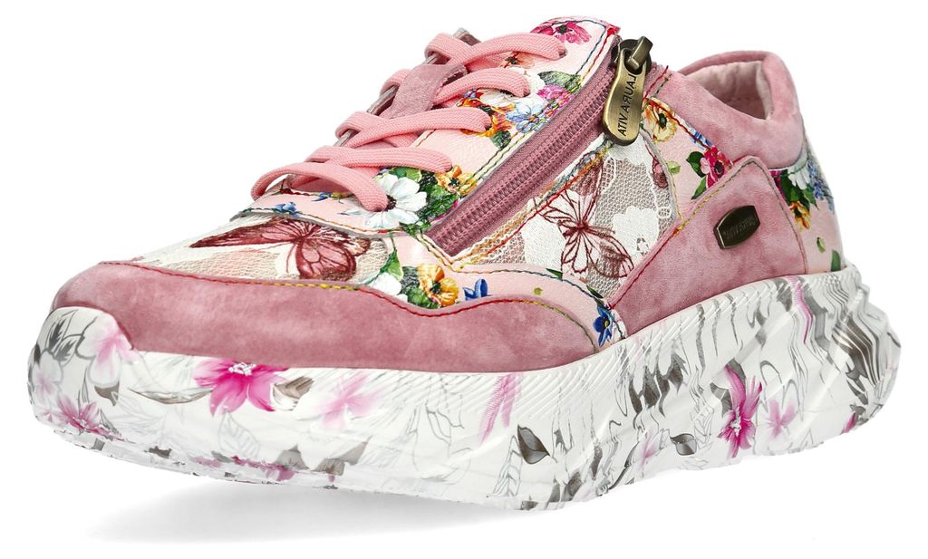 Laura Vita Damen Sneaker Spitze Veloursleder Floralprint Plateau SOFIAO 06, Größe:39 EU, Farbe:Rosa