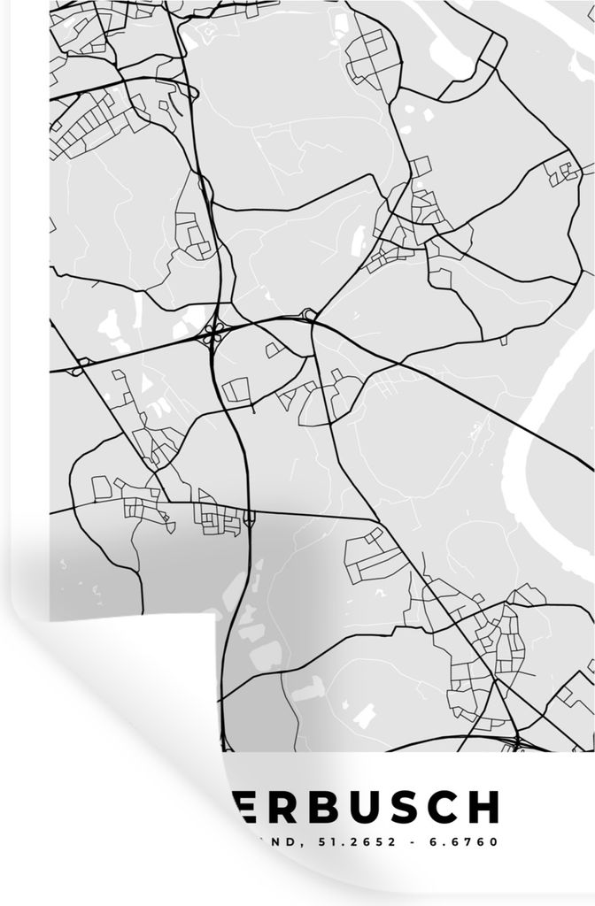 MuchoWow Wandtattoo Wandsticker Wandaufkleber Stadtplan der Stadt - Meerbusch - Deutschland - Karte 80x120 cm Selbstklebend und Repositionierbar ...