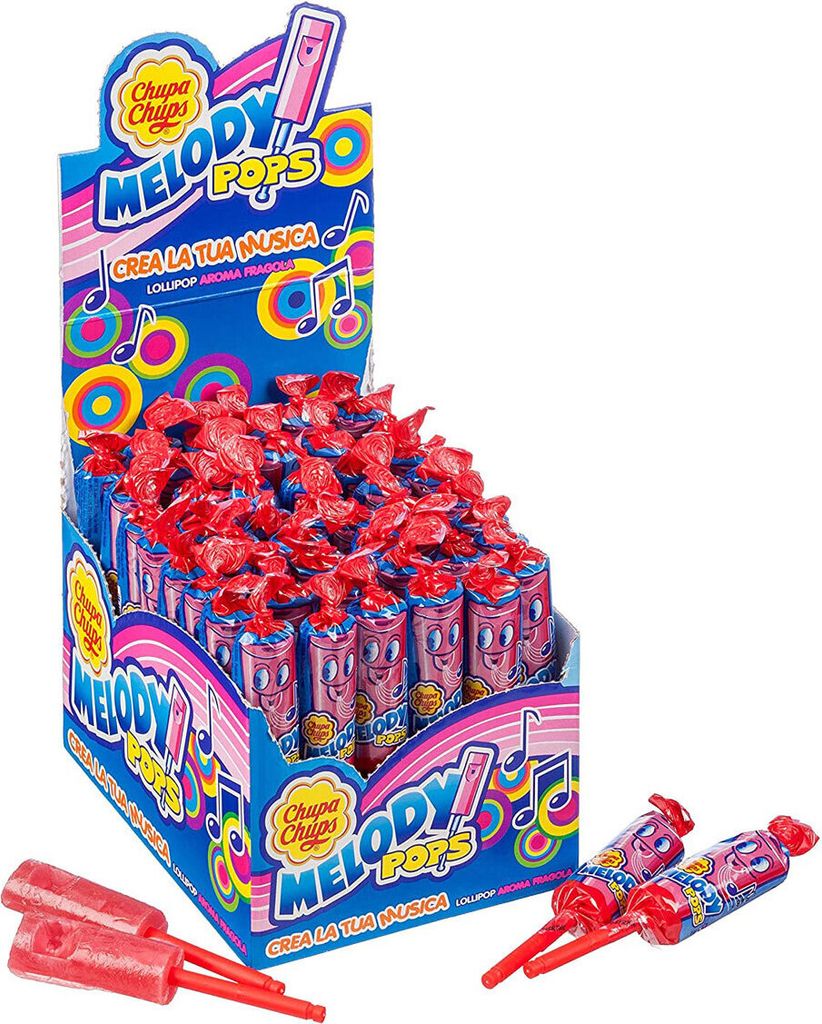 Chupa Chups Melody Pop Lolly mit Flöte Erdbeergeschmack 16g Produktbild 