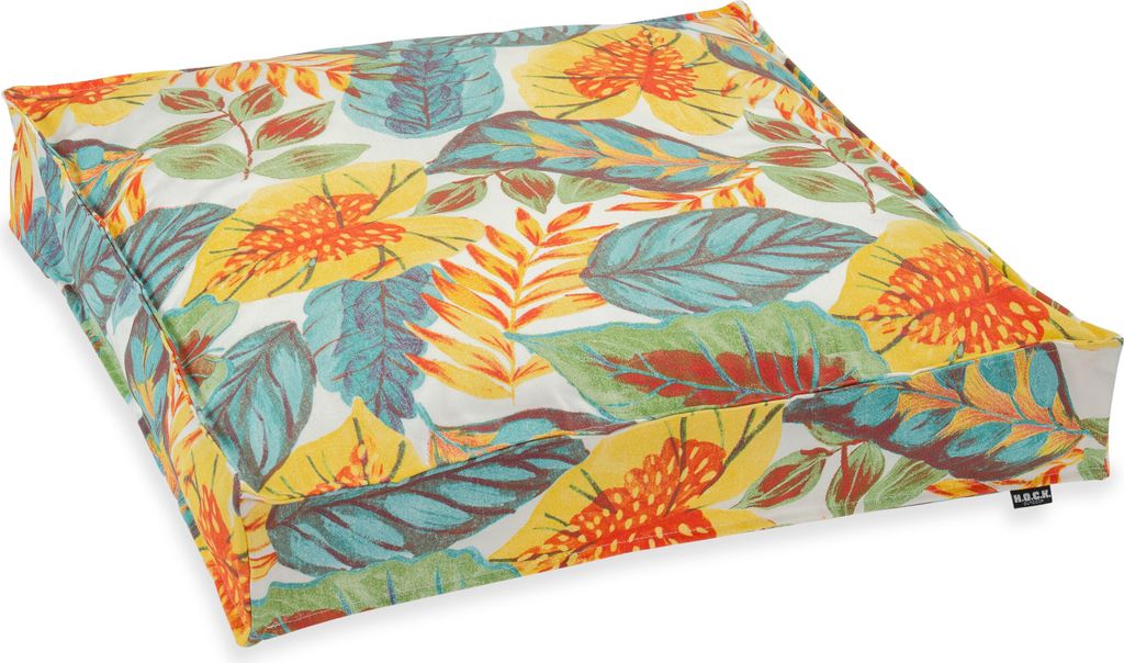 H.O.C.K. Tropical Outdoor Bodenkissen BODO 60x60x10cm col. 230 yellow aqua multi sunny