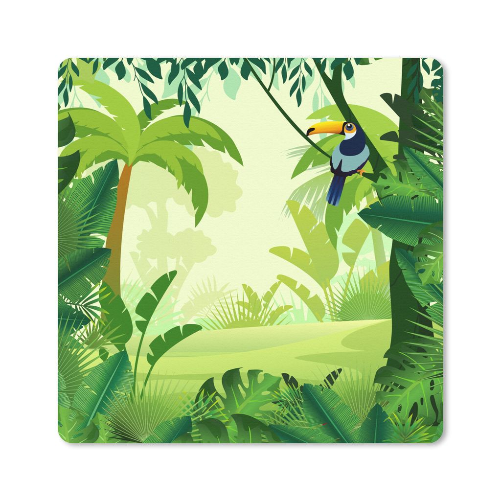 MuchoWow Mauspad Mousepad Dschungel - Tukan - Vogel - Jungen - Mädchen - Kind 20x20 cm - Mousepads - Maus Mat - Pad - Mausunterlage - Desk Mat -...