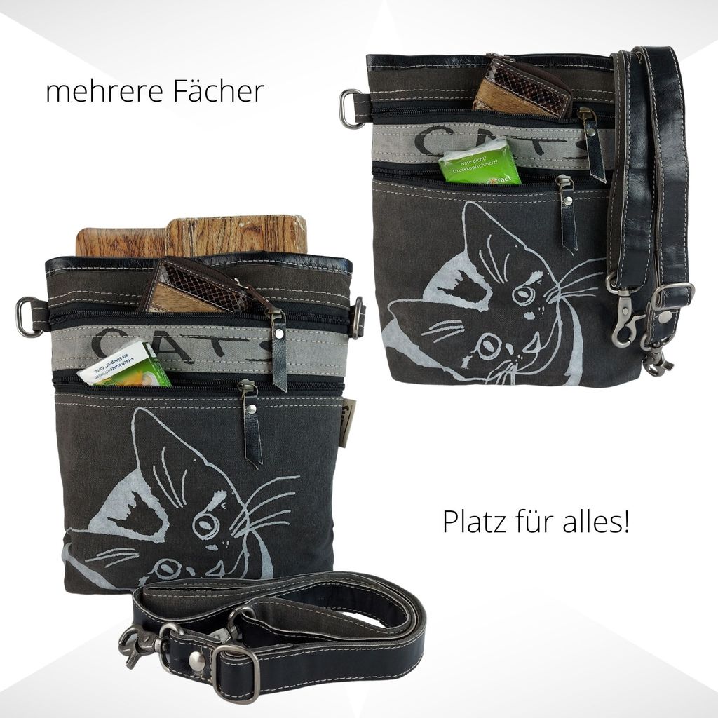 Damen Tasche Umhängetasche, Handtasche aus Canvas & Leder. Produktbild 7
