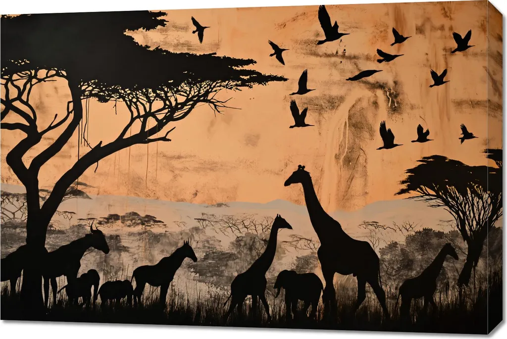 Décoration Murale Savane 90x60 cm - Idéal pour Salon et Chambre Moderne