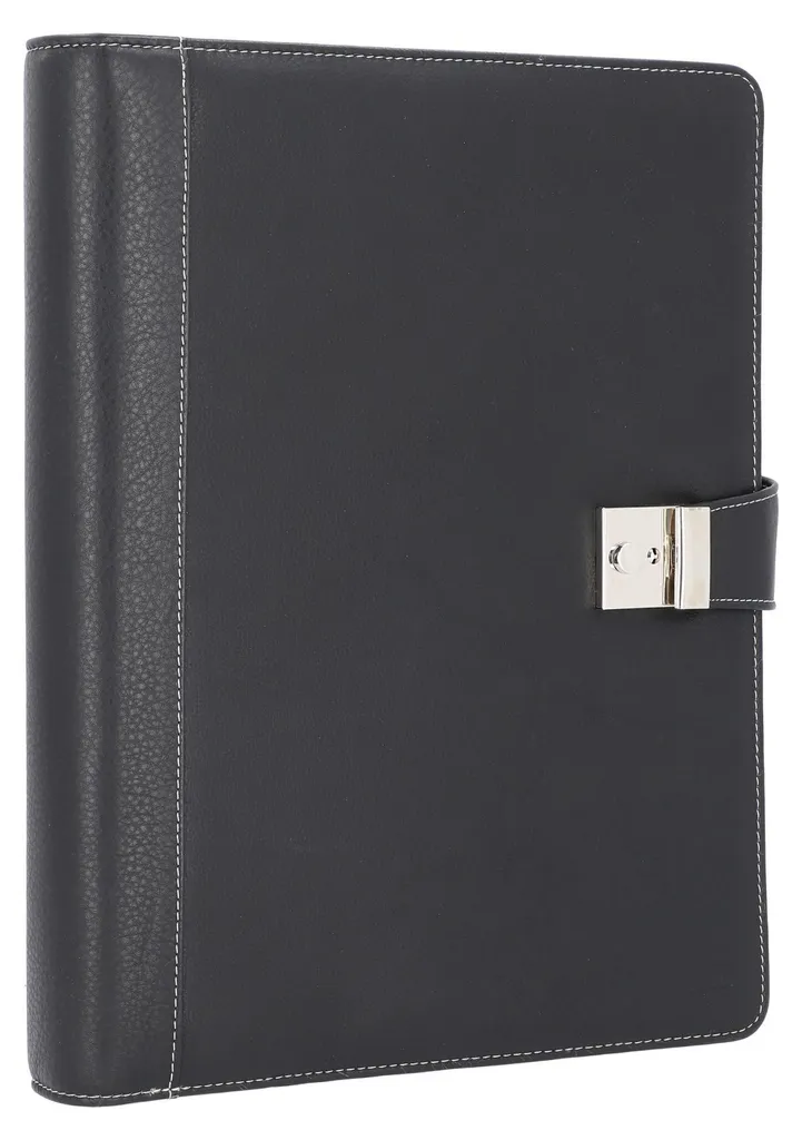 Porte-documents A4 Noir en Simili Cuir avec Fermeture Bouton Pression