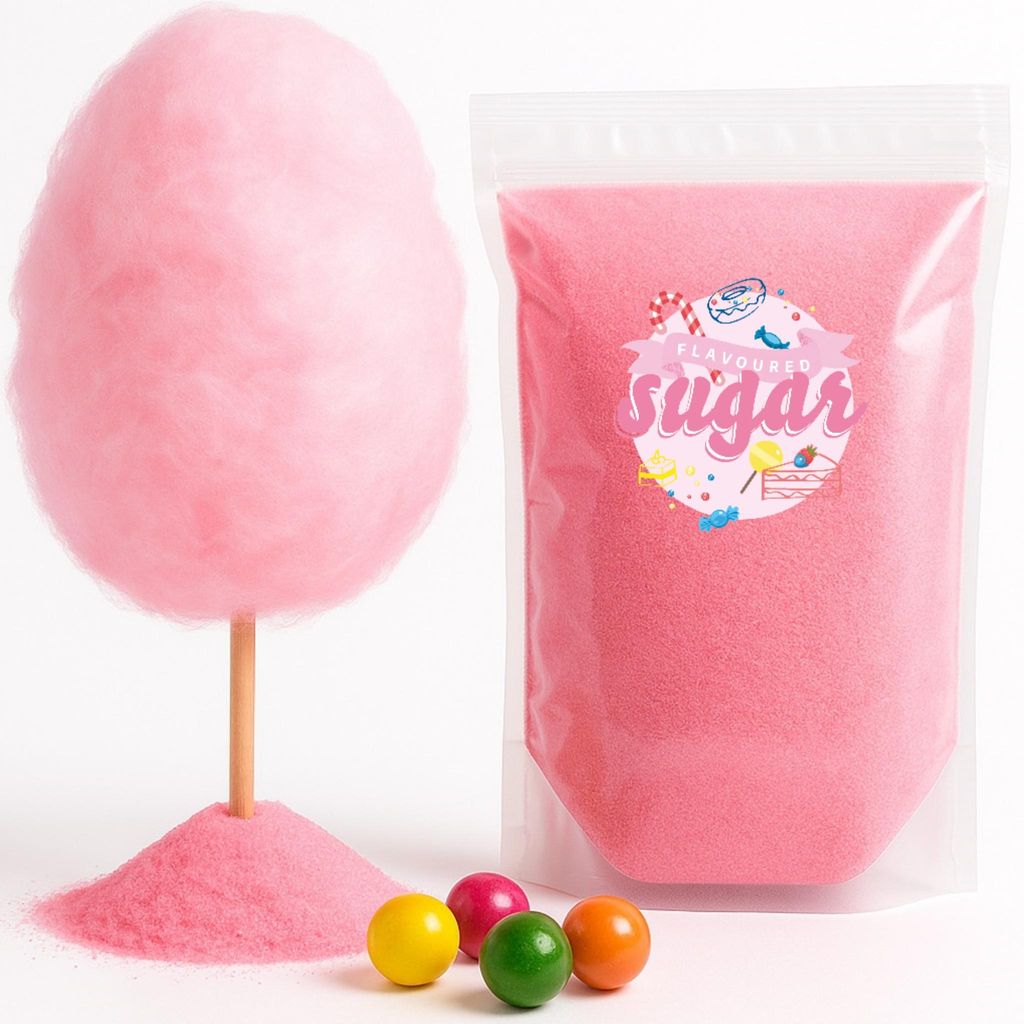 Aromazucker Bubble Gum Rosa / Pink 100 g – farbiger Zucker für Zuckerwatte, Popcorn und Zuckerwattemaschine