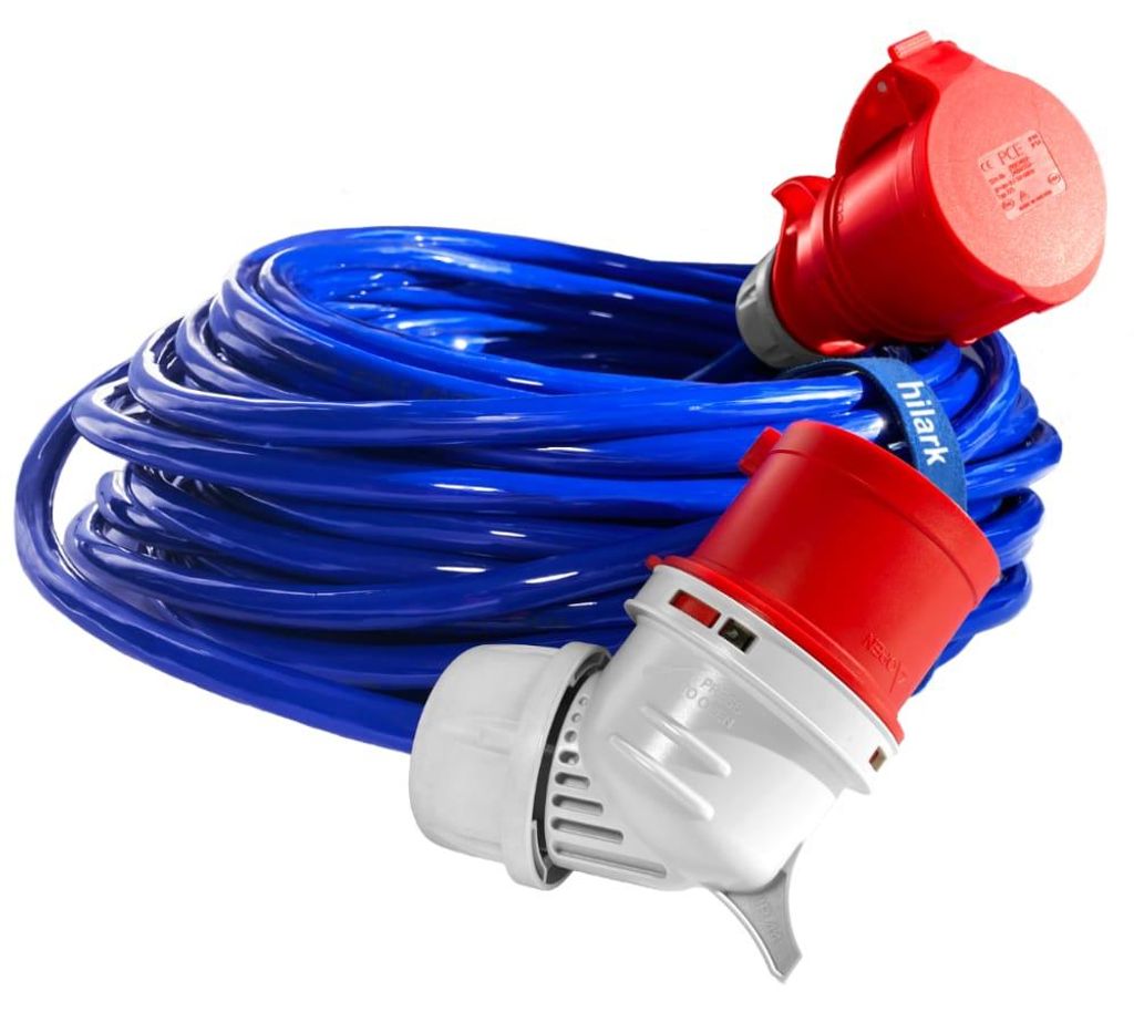 CEE Starkstrom-Verlängerungskabel 10m H07BQ-F 5x2,5 mm Winkelstecker 16A 400V IP44