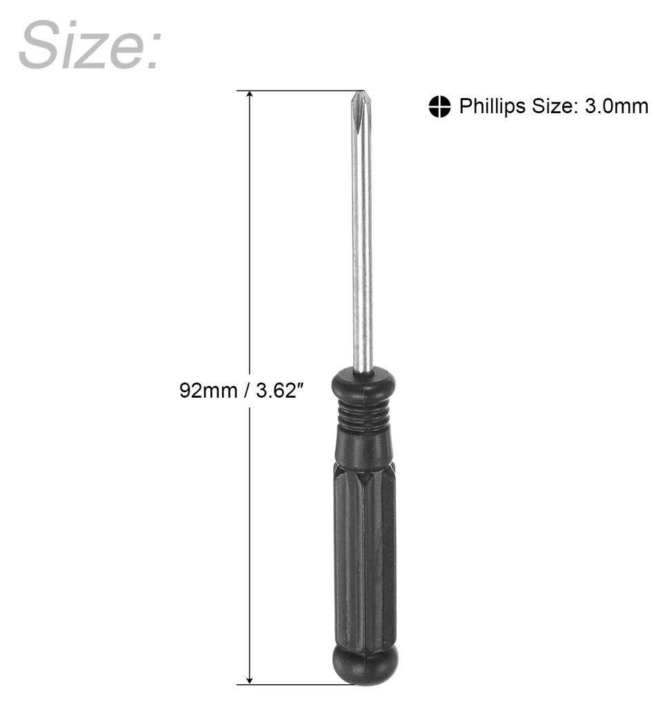 2Stk. Mini Kreuzschlitz Schraubendreher, 3,0mm Kreuzschlitz mit schwarzem Griff fš¹r kleine Haushaltsger?te