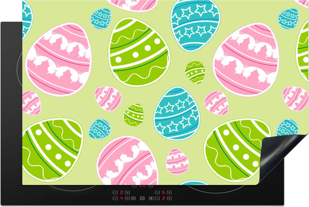 KitchenYeah Herdabdeckplatte Osterei - Schnittmuster - Ostern , 81x52cm, Küche Deko, Glaskeramikkochfeld Herdabdeckung, Abdeckplatte fùr Kochfeld