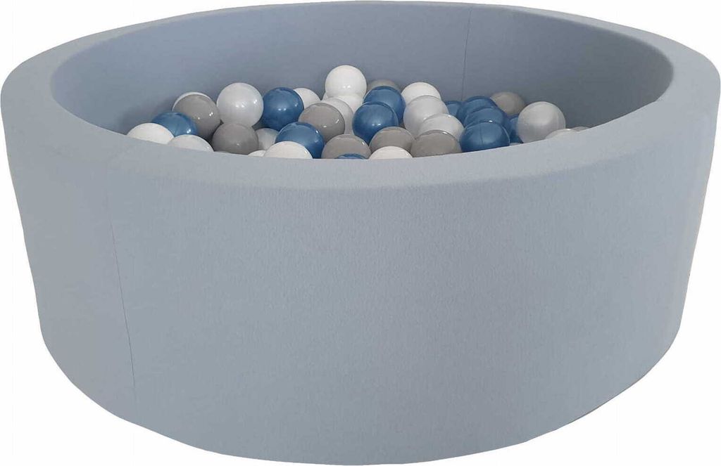 Monio for Kids - Runder Trockener Bällebad für Für Babys Kinder Bällepool Mit 200 Bälle schmutzigem Blau 30x90 cm