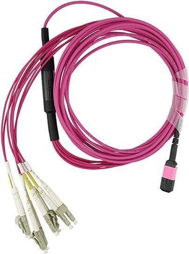 BlueOptics Alcatel-Nokia 3HE13896AA-5 kompatibles MPO-4xLC Multimode OM4 Patchkabel 5, 5 m, LC/APC, OM4, MPO, 4x LC