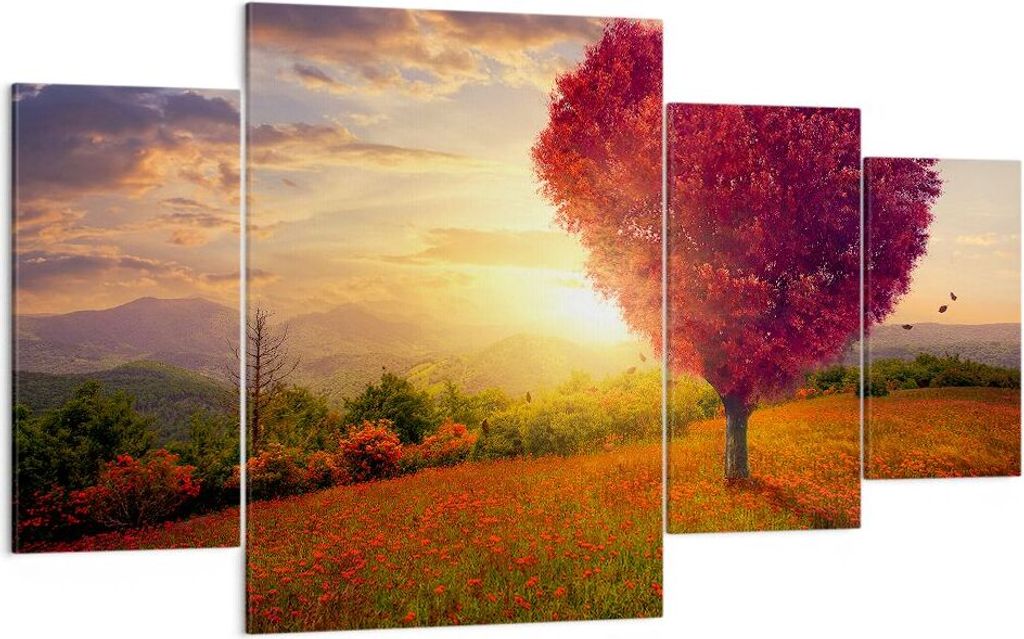 Bild auf Leinwand - Leinwandbild - Baum Wiese Blume - 160x90cm - Wand Bild - Wanddeko - Wandbilder - Leinwanddruck - Bilder - Kunstdruck - Wanddeko...