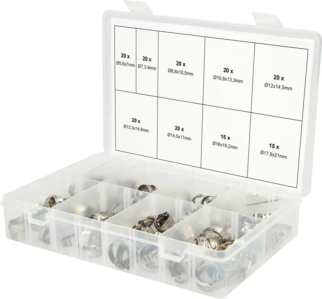 Kit colliers de serrage pour durites et tuyaux Ø 5,8-21mm - KS TOOLS