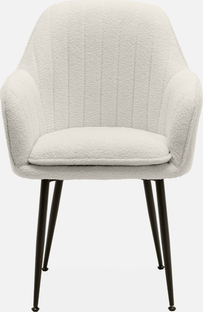 sweeek - 4er Set Bouclé Sessel mit Metallbeinen - Produktbild 