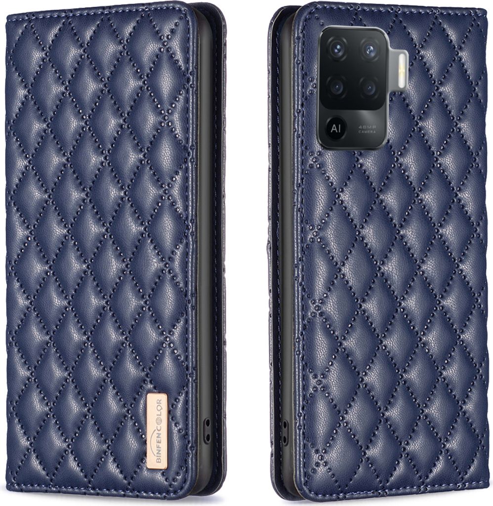 OPPO A94 4G Hülle, Elegant Bookstyle Flip Leder Kartenfächer Schutzhülle mit Ständer für OPPO A94 4G Reno5F F19 Pro Blau
