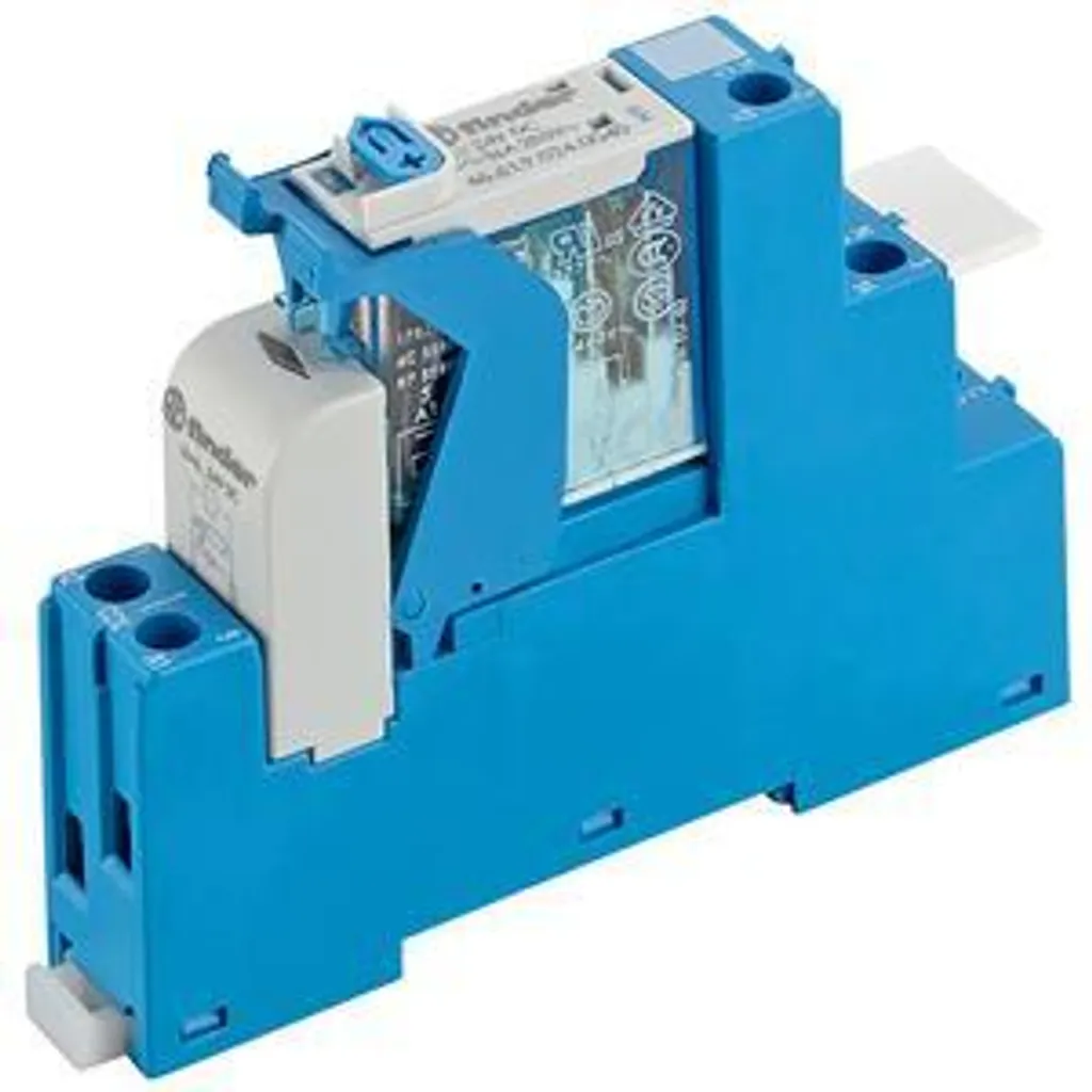 Relais d'interface Finder 24VDC 16A série 4C avec embase rail DIN