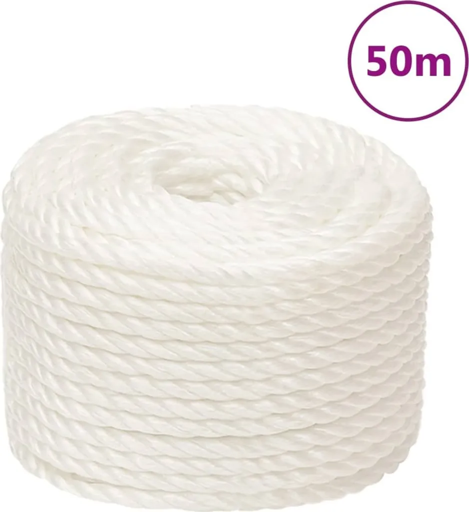 Corde de travail 16 mm pour arrimage et jardinage blanc 50 m robuste