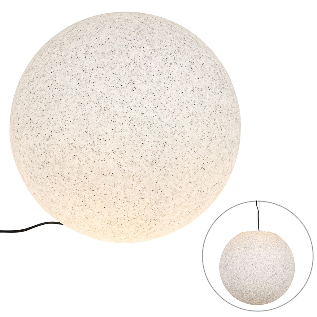 QAZQA - Moderne Außenleuchte I Sockelleuchte grau 56 cm IP65 - Nura I Außenbeleuchtung - Kunststoff Kugel I Kugelförmig - LED geeignet E27