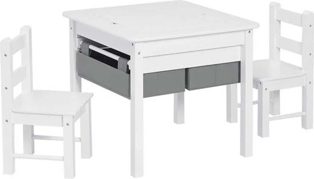 Table Enfant Robuste et Chaises Blanches MDF - Nettoyage Facile et Stable