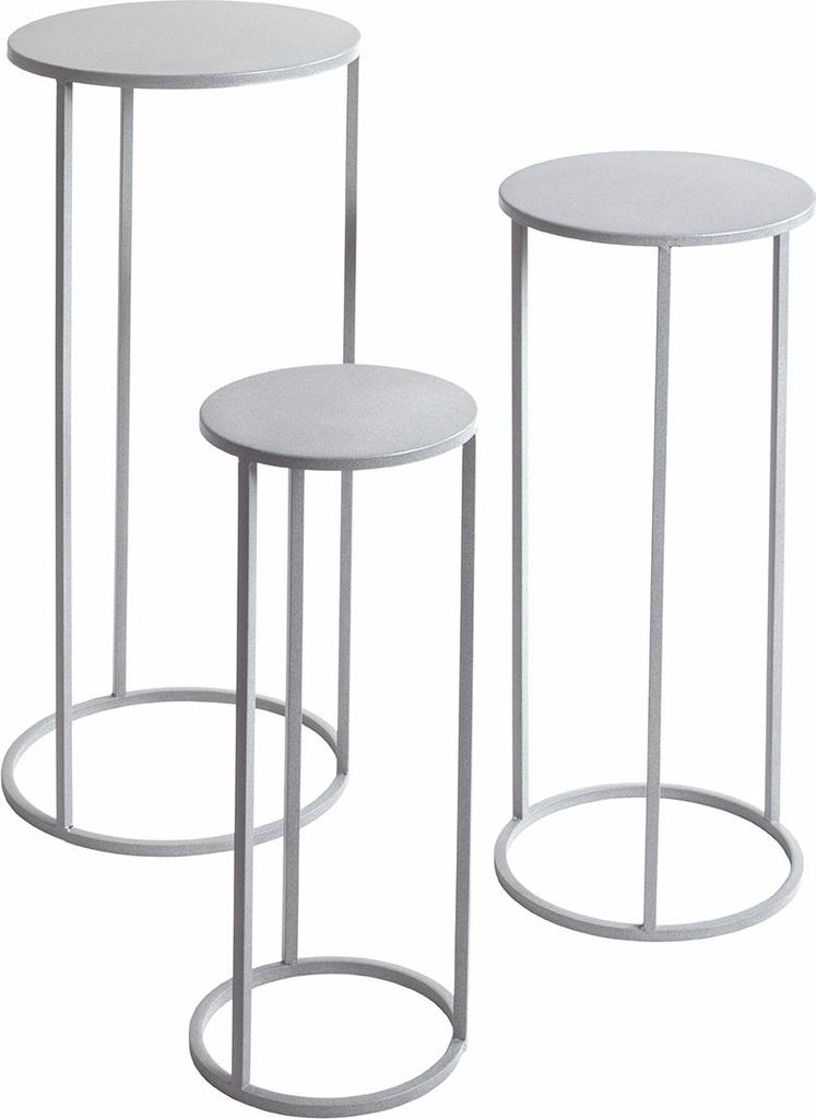 Blumentisch >54186< (3-teilig) in grau (Coolgrey), Metall - 70x30cm (HxD)