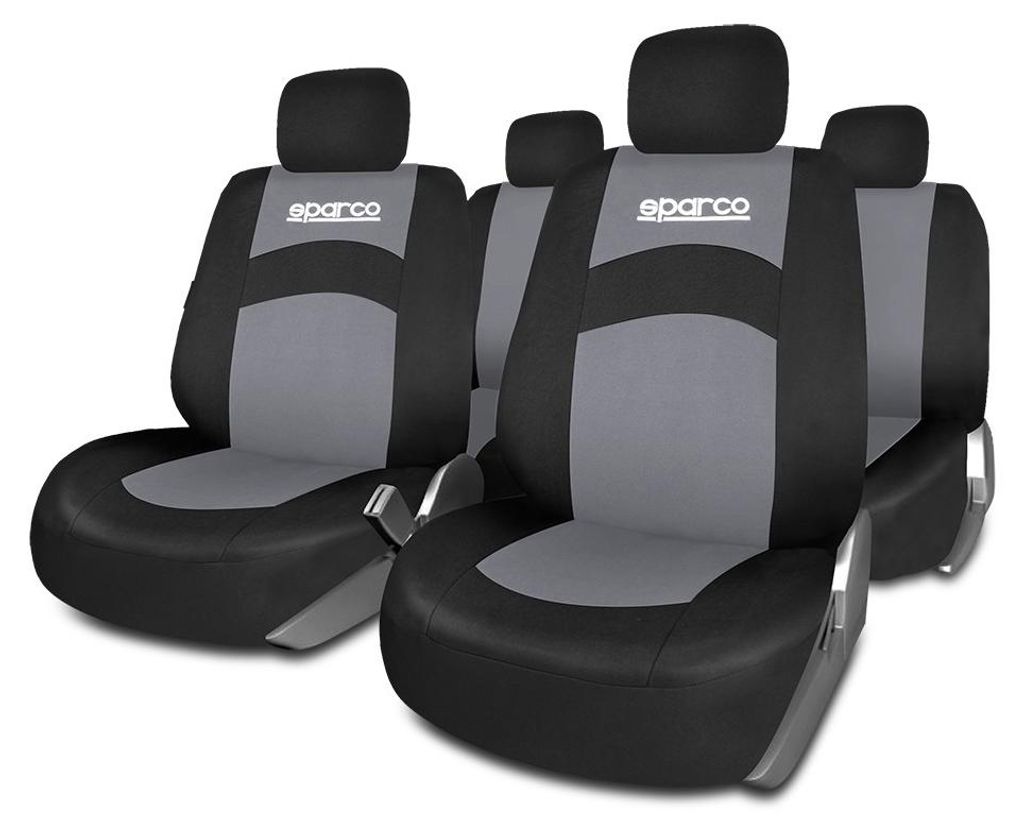 SPARCO 402 Sitzschonbezug Sitzbezüge Set Vorne und Hinten Universal Polyester Schwarz/Grau