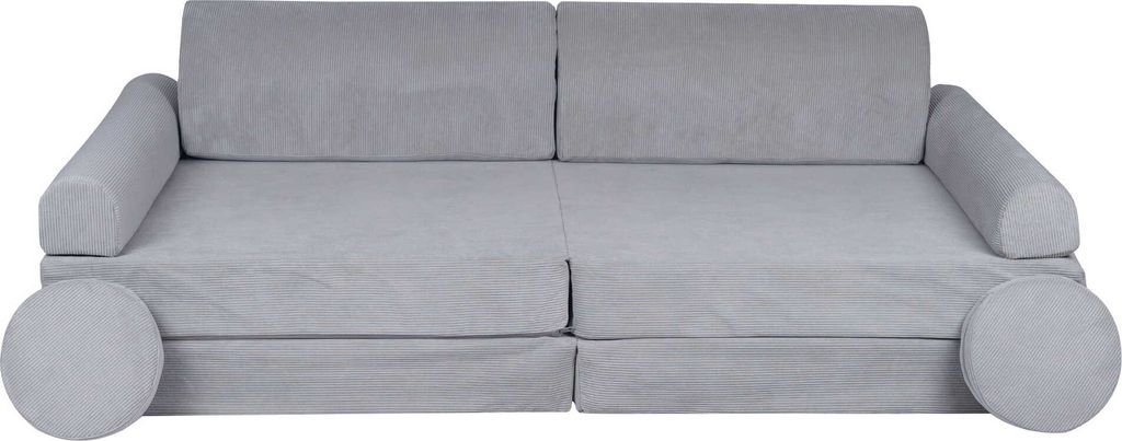 MeowBaby Slimcord Kindersofa Couch Kinderpolstermöbel Stoffsofa, Kordsamt, Grau