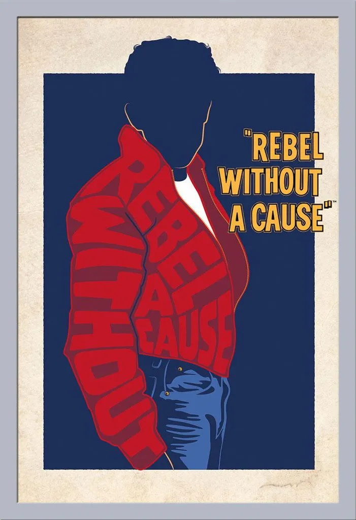 Poster 100 Anni Warner Bros Rebel Without A Cause con Cornice Argento