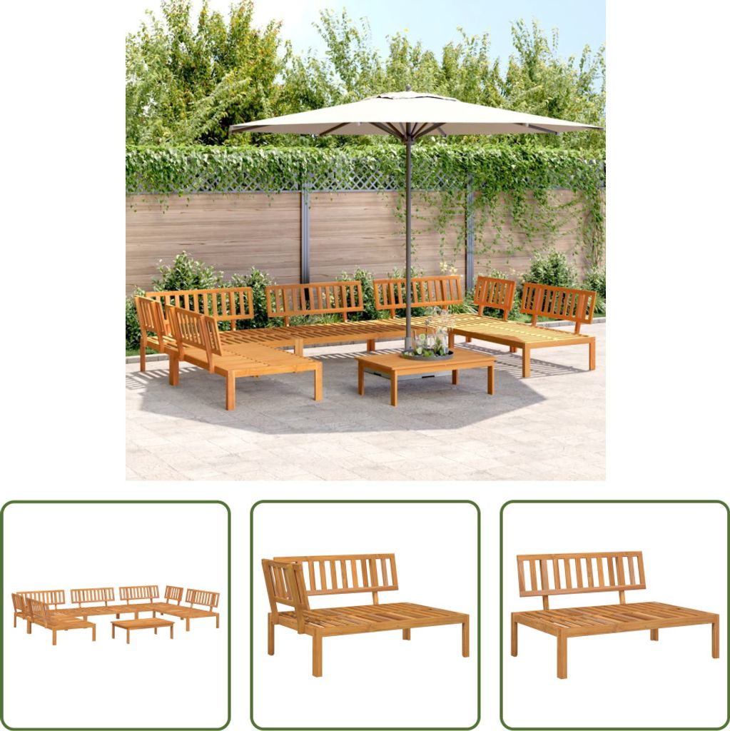 The Living Store 6-tlg. Garten-Sofagarnitur aus Paletten Massivholz Akazie