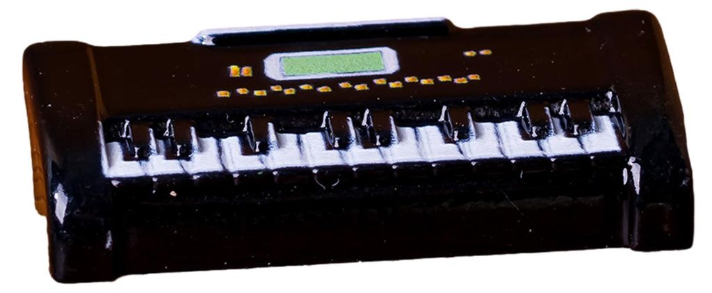 Puppenhaus-Miniatur-Musikinstrumente Miniatur-Geige Gitarre Klavier Schlagzeug Trompete Saxophon Ornament für Puppenhaus-Musikzimmer-Accessoires E