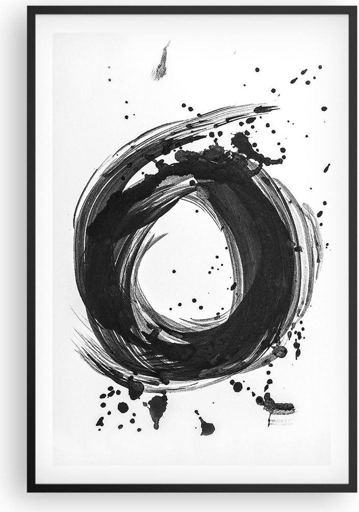 Gerahmtes Poster - Schwarzer Rahmen - Abstraktion Rad Aquarell - 61x91,5 cm - Wand Bild - Wanddeko - Wandbilder - Kunstposter - Wandposter - Bilder...