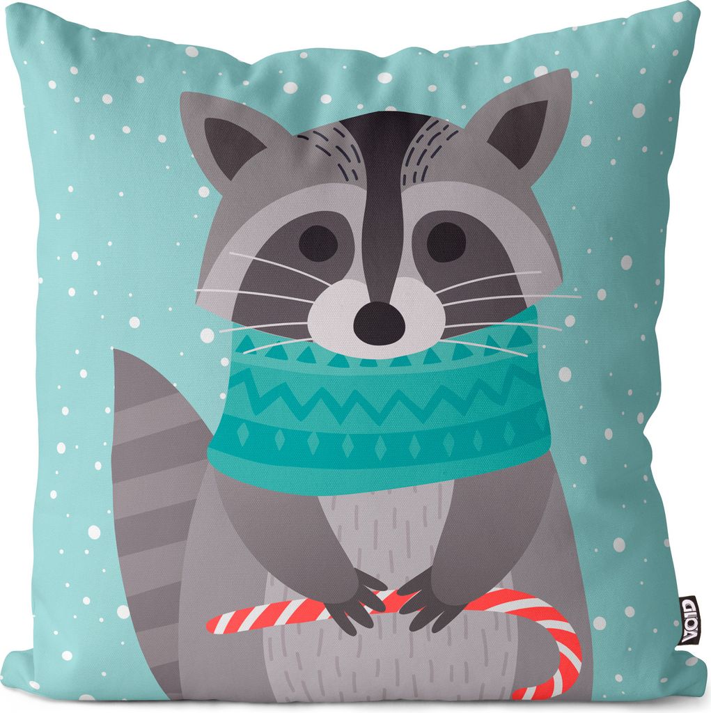 VOID Merry Christmas Waschbär Tier Kissenbezug Kissenhülle Sofakissen Kissen Deko Outdoor-Kissen Dekokissen