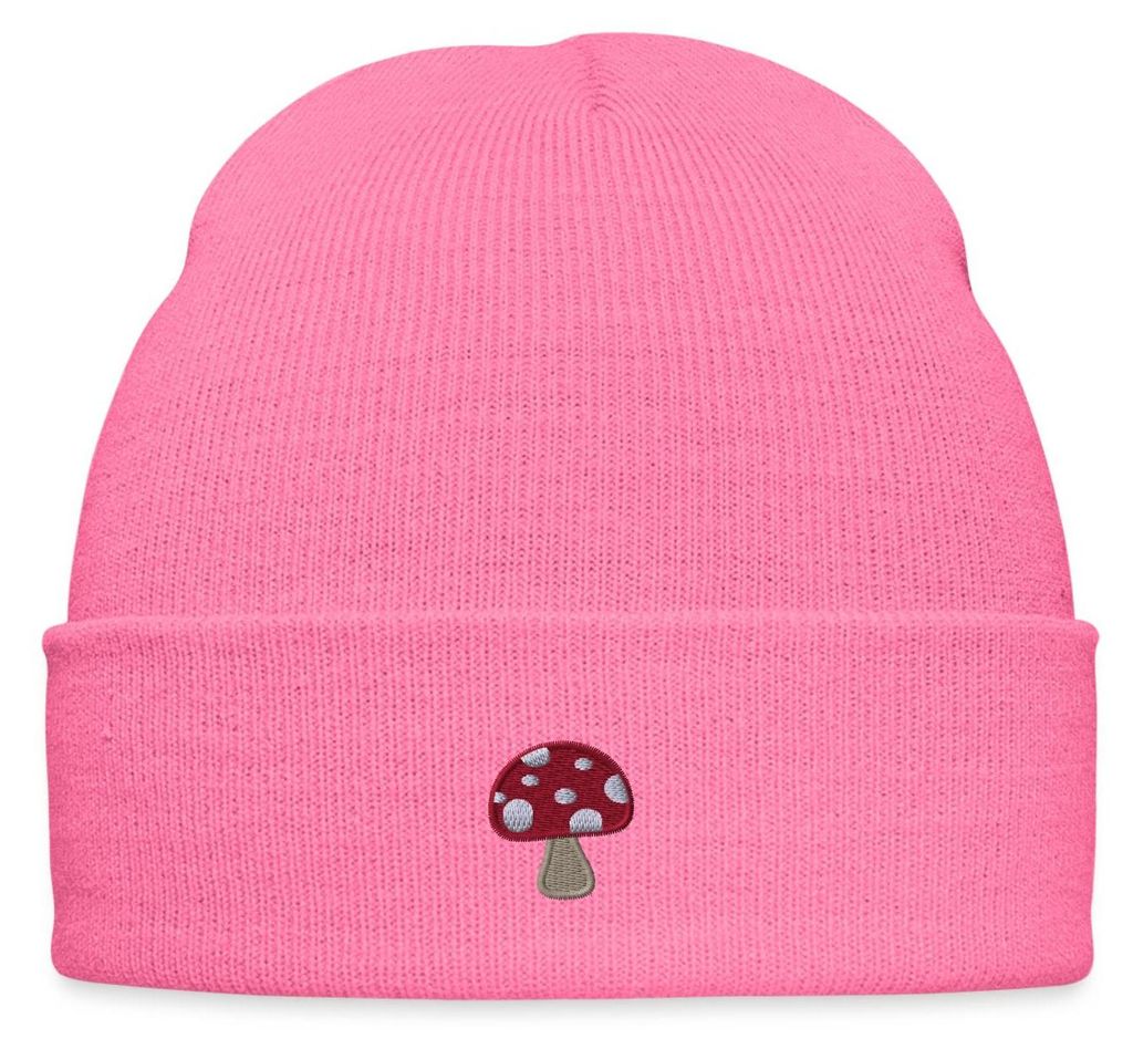Spreadshirt Fliegenpilz Stickoptik Pilzliebe Im Retro-Stil Bestickte Wintermütze, One size, Pink