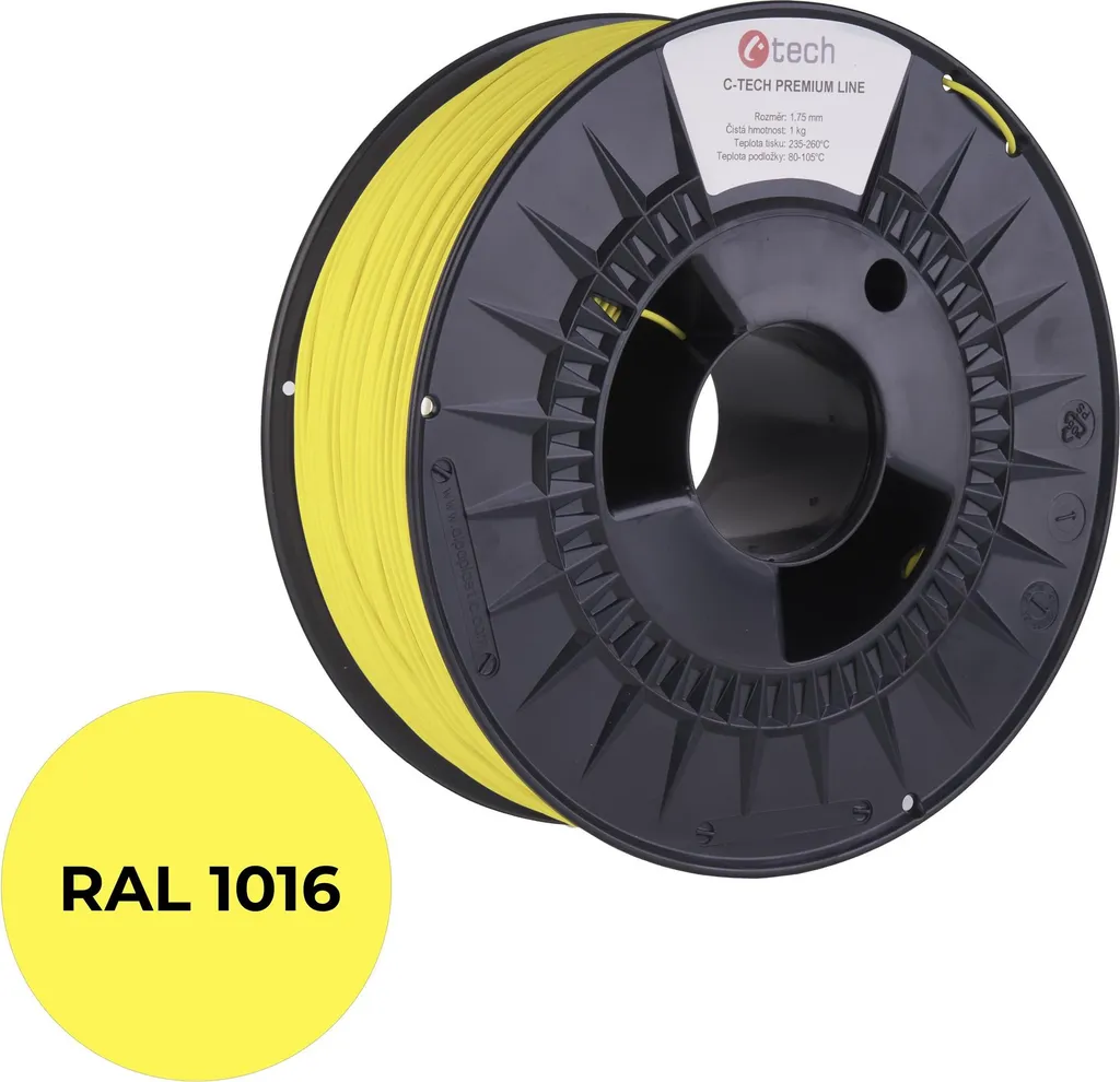 C-TECH PLA Premium Line Giallo RAL1016: Filamento 3D Professionale 1kg